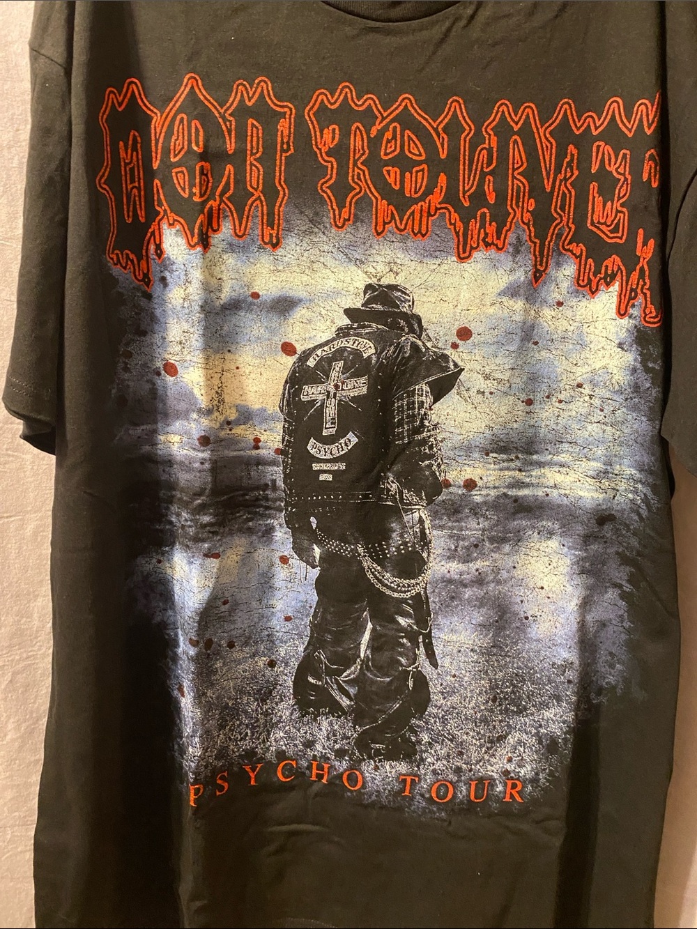 Don tower Men's Black Psycho Tour Graphic Tee with Orange Print